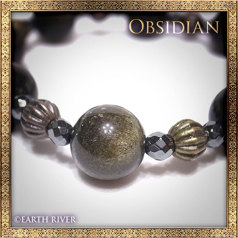 ゴールデンオブシディアンの腕輪 - Reflective Crystal -（14cm）